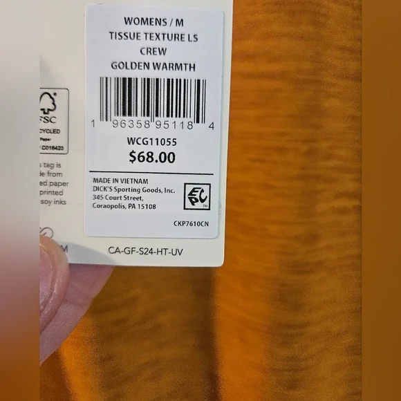 CALIA Women's Tissue Texture Long Sleeve Golf Crew: GOLDEN WARMTH: NWT: SIZE M - Picture 3 of 6